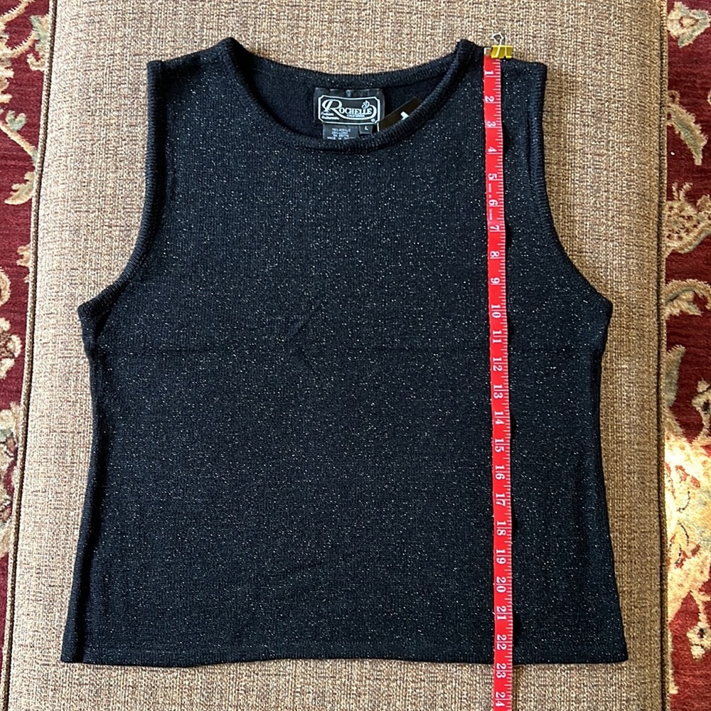 Black Knit Silver Lurex Sleeveless Top - Picture 4 of 9